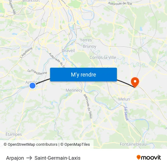 Arpajon to Saint-Germain-Laxis map