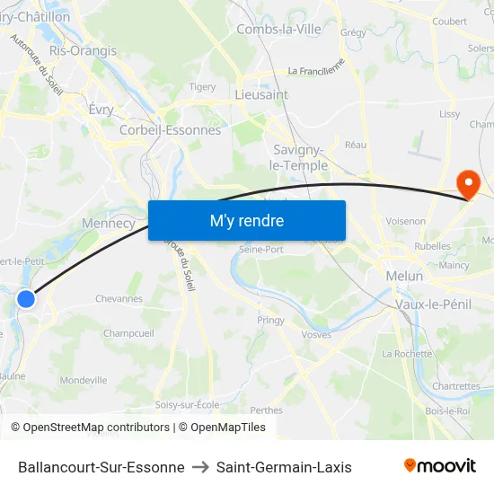 Ballancourt-Sur-Essonne to Saint-Germain-Laxis map