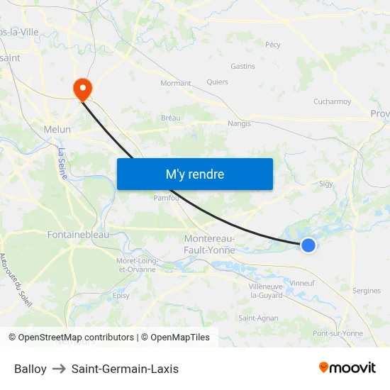 Balloy to Saint-Germain-Laxis map