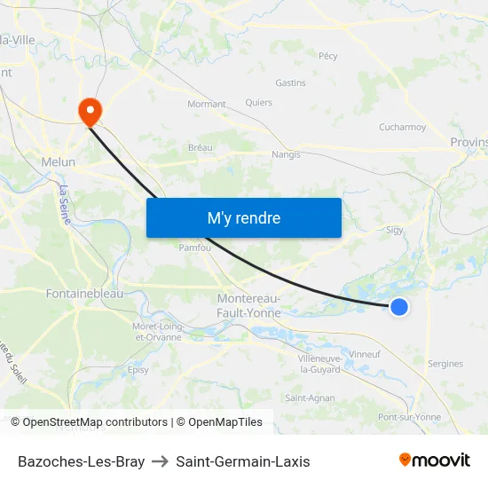 Bazoches-Les-Bray to Saint-Germain-Laxis map