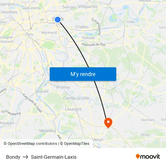 Bondy to Saint-Germain-Laxis map