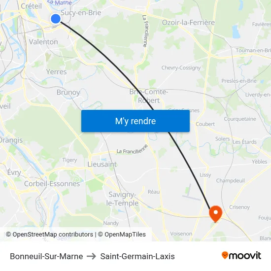 Bonneuil-Sur-Marne to Saint-Germain-Laxis map