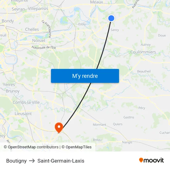 Boutigny to Saint-Germain-Laxis map