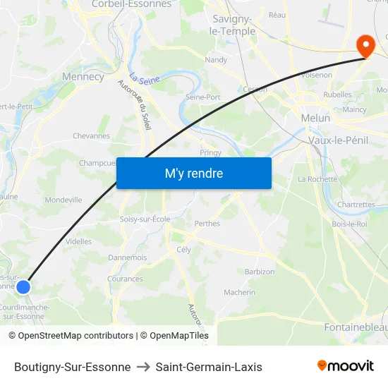 Boutigny-Sur-Essonne to Saint-Germain-Laxis map