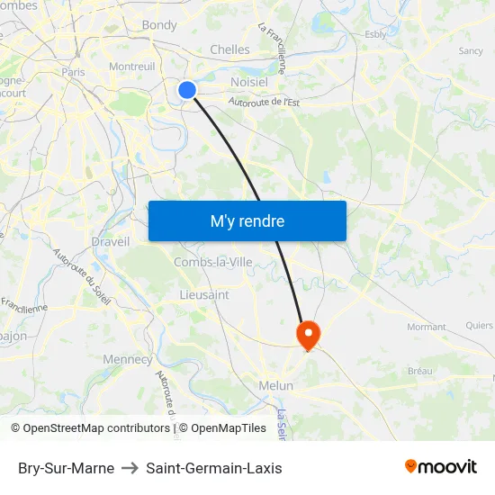 Bry-Sur-Marne to Saint-Germain-Laxis map