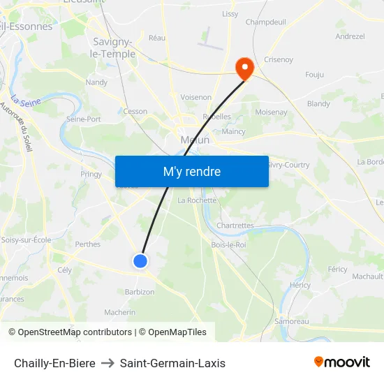 Chailly-En-Biere to Saint-Germain-Laxis map
