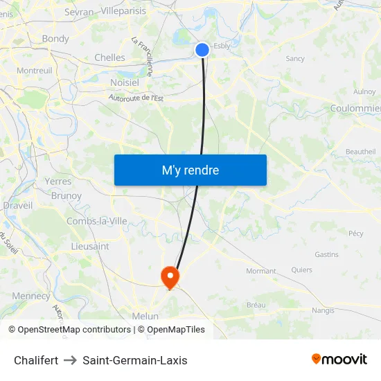 Chalifert to Saint-Germain-Laxis map