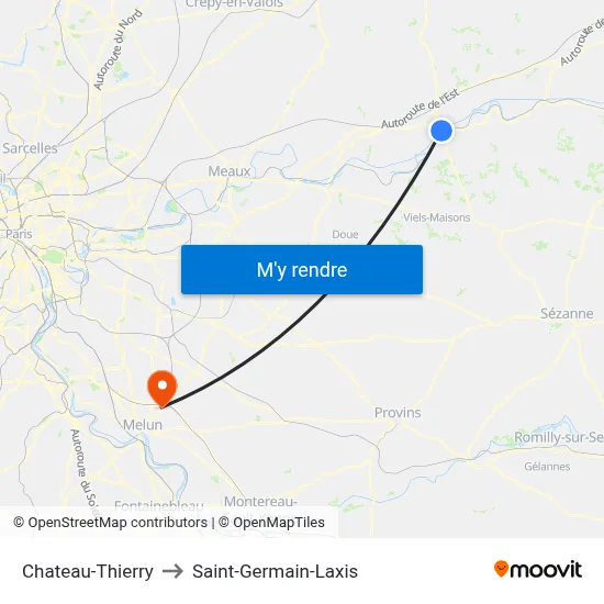 Chateau-Thierry to Saint-Germain-Laxis map