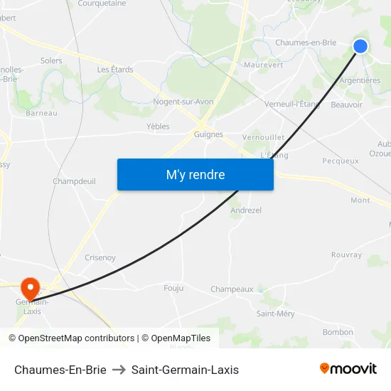 Chaumes-En-Brie to Saint-Germain-Laxis map