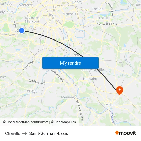 Chaville to Saint-Germain-Laxis map