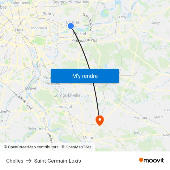 Chelles to Saint-Germain-Laxis map