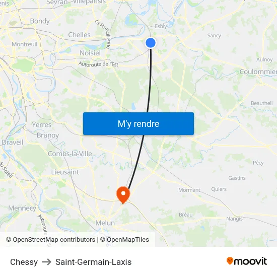 Chessy to Saint-Germain-Laxis map