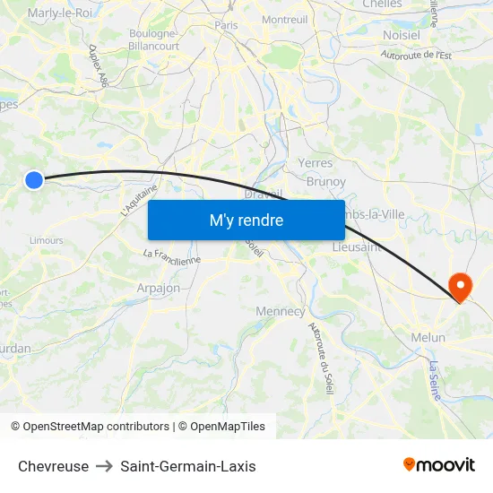 Chevreuse to Saint-Germain-Laxis map