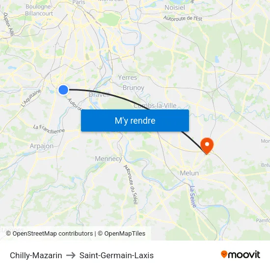 Chilly-Mazarin to Saint-Germain-Laxis map