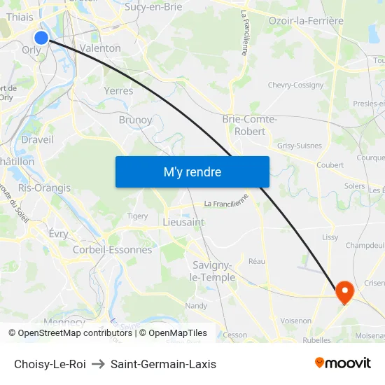 Choisy-Le-Roi to Saint-Germain-Laxis map