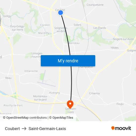 Coubert to Saint-Germain-Laxis map