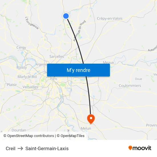 Creil to Saint-Germain-Laxis map