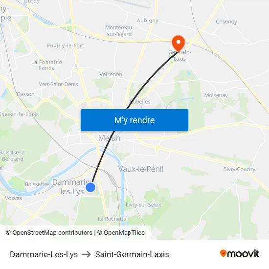 Dammarie-Les-Lys to Saint-Germain-Laxis map