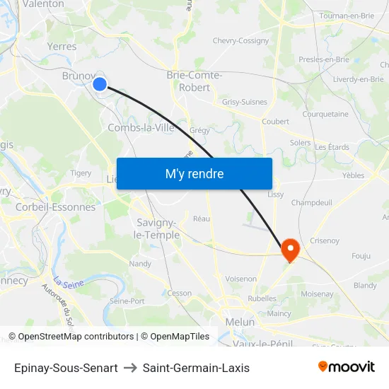 Epinay-Sous-Senart to Saint-Germain-Laxis map