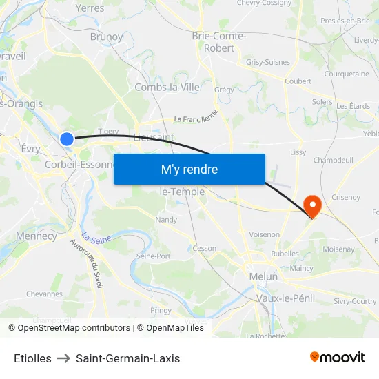Etiolles to Saint-Germain-Laxis map
