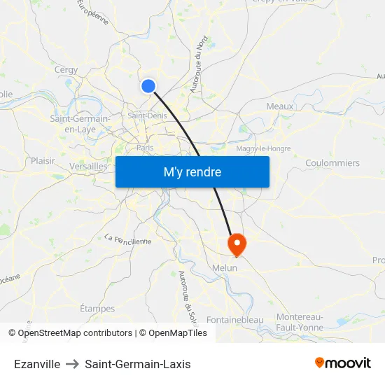 Ezanville to Saint-Germain-Laxis map