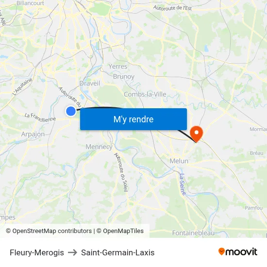 Fleury-Merogis to Saint-Germain-Laxis map