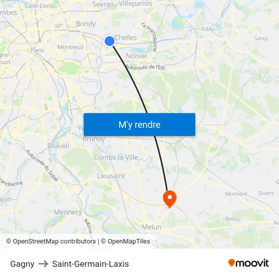 Gagny to Saint-Germain-Laxis map