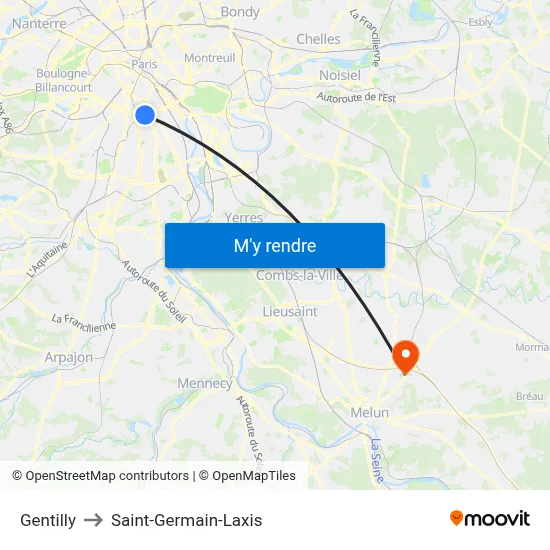 Gentilly to Saint-Germain-Laxis map