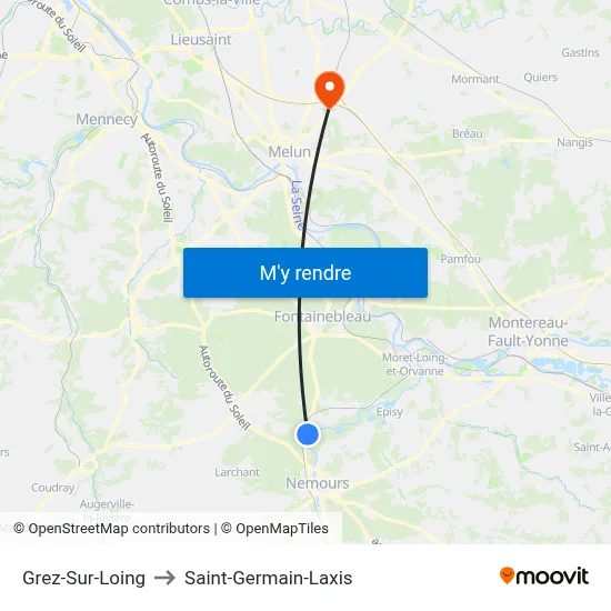 Grez-Sur-Loing to Saint-Germain-Laxis map