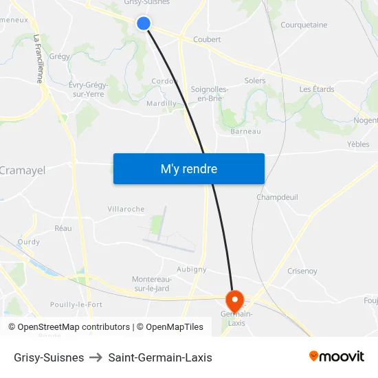 Grisy-Suisnes to Saint-Germain-Laxis map