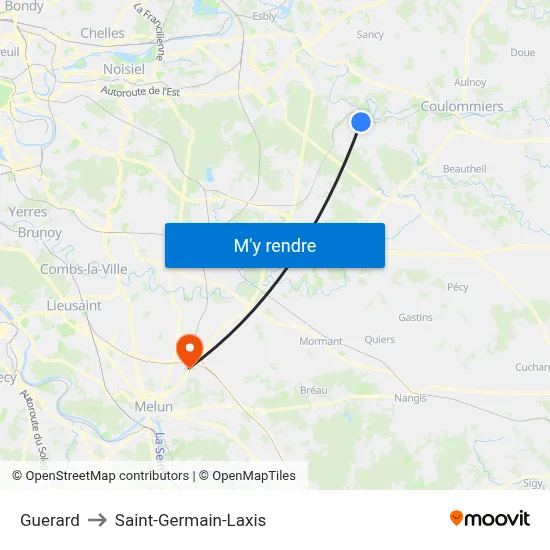 Guerard to Saint-Germain-Laxis map