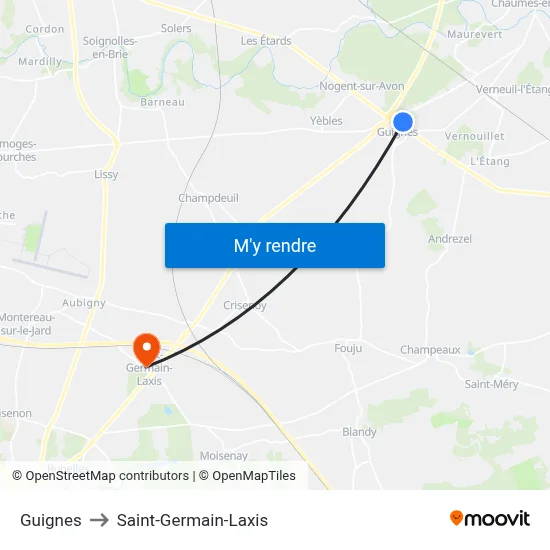 Guignes to Saint-Germain-Laxis map