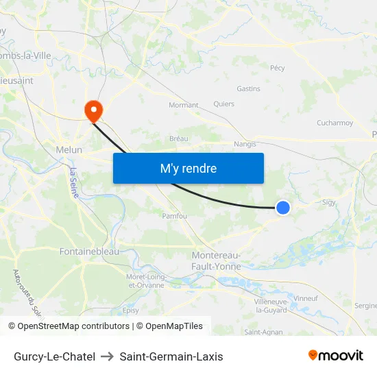 Gurcy-Le-Chatel to Saint-Germain-Laxis map