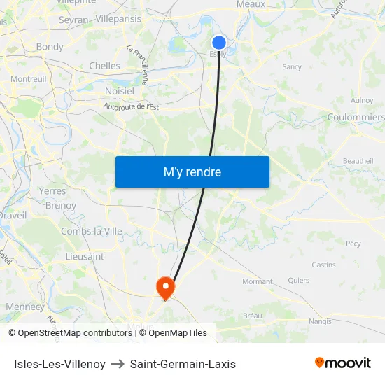 Isles-Les-Villenoy to Saint-Germain-Laxis map