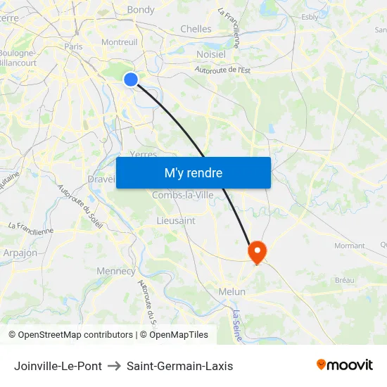 Joinville-Le-Pont to Saint-Germain-Laxis map