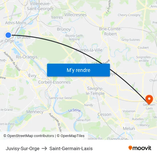 Juvisy-Sur-Orge to Saint-Germain-Laxis map