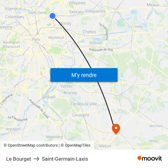 Le Bourget to Saint-Germain-Laxis map