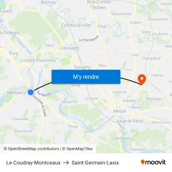 Le Coudray-Montceaux to Saint-Germain-Laxis map