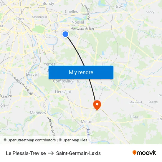 Le Plessis-Trevise to Saint-Germain-Laxis map