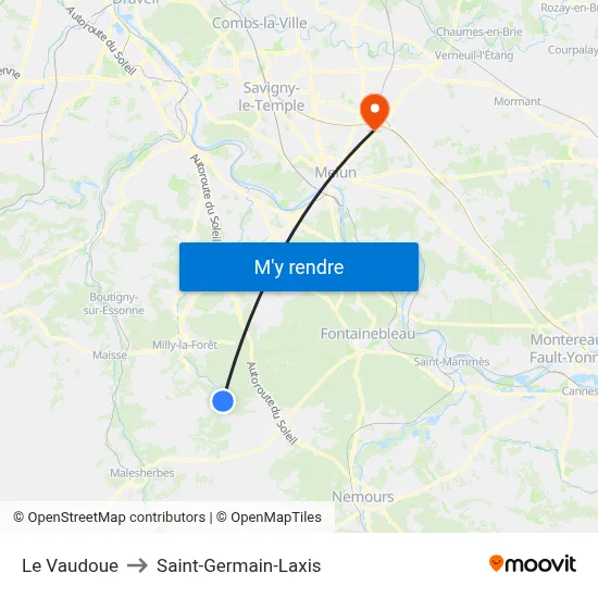 Le Vaudoue to Saint-Germain-Laxis map