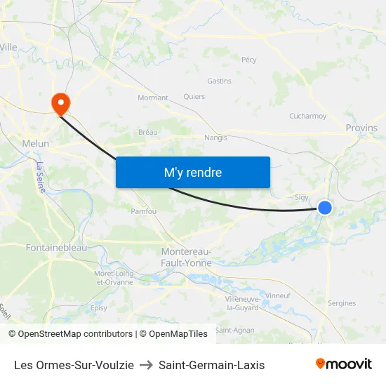 Les Ormes-Sur-Voulzie to Saint-Germain-Laxis map