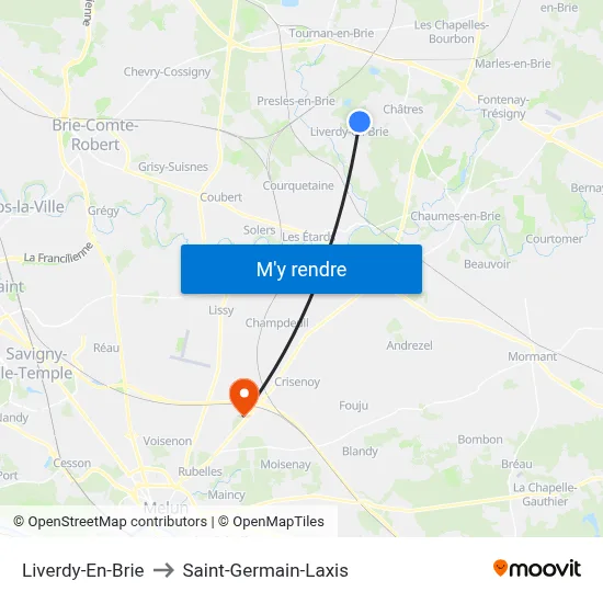 Liverdy-En-Brie to Saint-Germain-Laxis map