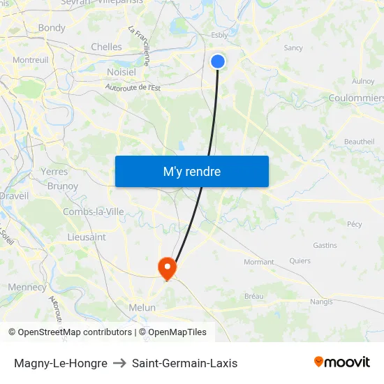 Magny-Le-Hongre to Saint-Germain-Laxis map