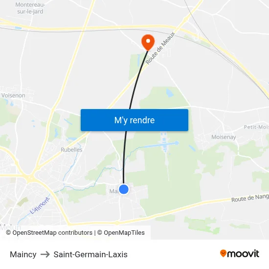 Maincy to Saint-Germain-Laxis map