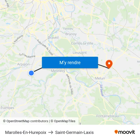 Marolles-En-Hurepoix to Saint-Germain-Laxis map