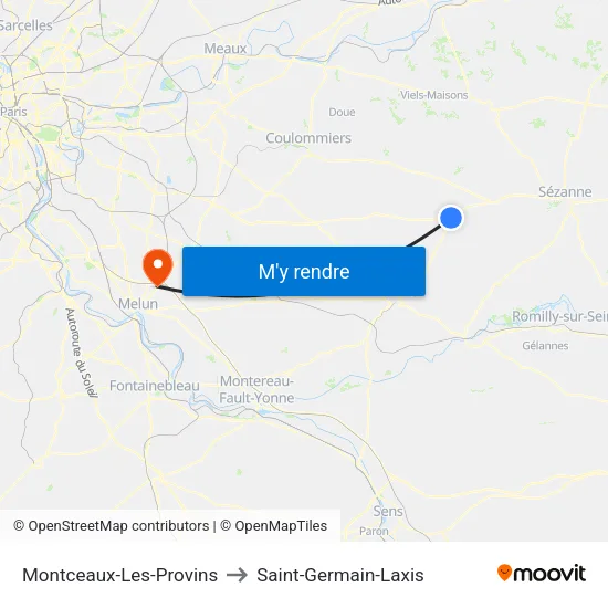 Montceaux-Les-Provins to Saint-Germain-Laxis map