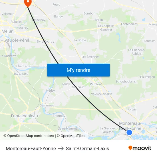 Montereau-Fault-Yonne to Saint-Germain-Laxis map