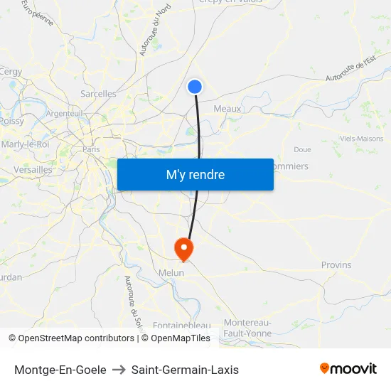 Montge-En-Goele to Saint-Germain-Laxis map