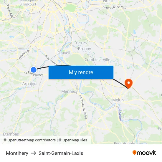 Montlhery to Saint-Germain-Laxis map