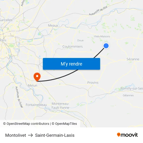 Montolivet to Saint-Germain-Laxis map